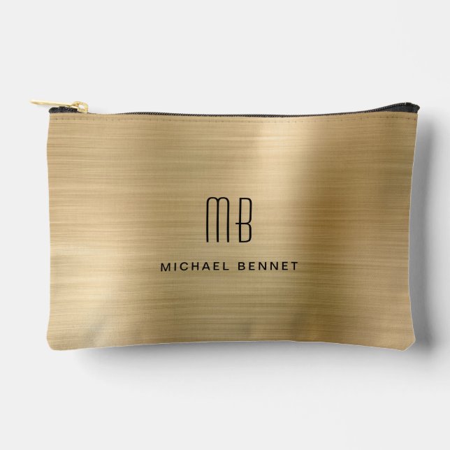Modern Monogram Gold Accessory Pouch (Front)