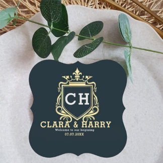 Modern monogram gold calligraphy wedding Paper Coaster