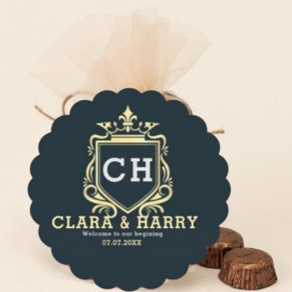 Modern monogram gold calligraphy wedding Square Paper Coaster