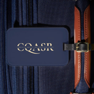 Modern Monogram Gold Company Dark Blue Luggage Tag