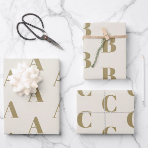 Modern monogram gold cream monochromatic pattern wrapping paper sheet