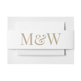 Modern Monogram Gold Initials Wedding Invitation Belly Band