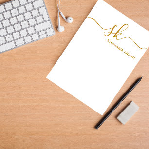 Modern Monogram Gold Script Calligraphy Custom Post-it Notes