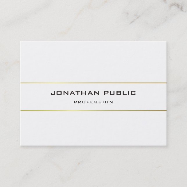 Modern Monogram Gold Striped Design Template Business Card (Front)