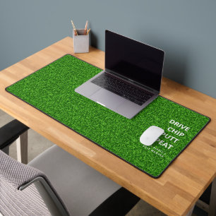 Modern Monogram Golfer Green Grass Funny Desk Mat