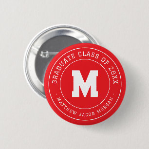 Modern Monogram Graduate Class of 20XX Custom 6 Cm Round Badge