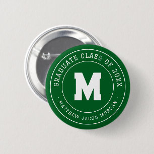 Modern Monogram Graduate Class of 20XX Custom 6 Cm Round Badge