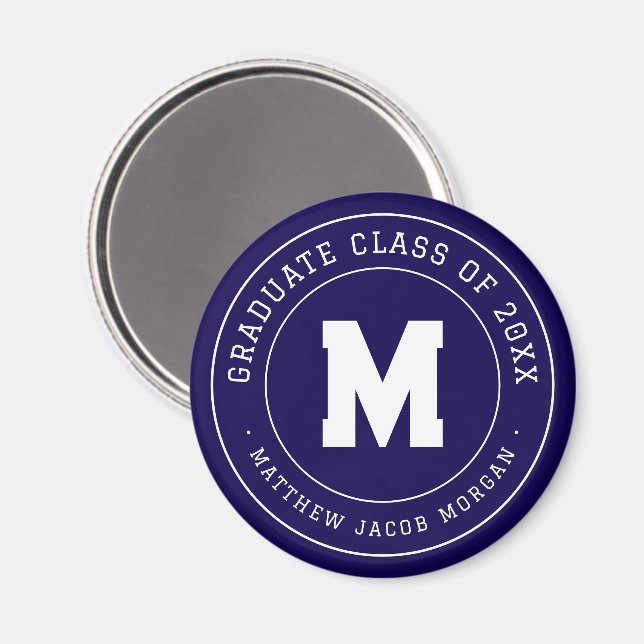 Modern Monogram Graduate Class of 20XX Custom Magnet (Front/Back)