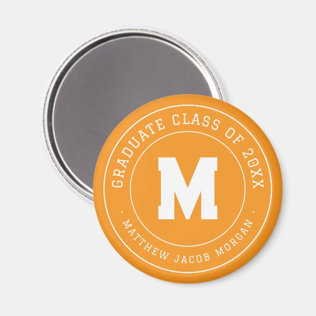 Modern Monogram Graduate Class of 20XX Custom Magnet (Front/Back)