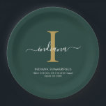 Modern Monogram Graduation 2026 Party Minimalist Paper Plate<br><div class="desc">Graduation 2026 Monogram Script Initial Name Grad Party paper plates. Edit and customize with your own name,  initial,  school name and class by clicking the "Personalize" button.</div>