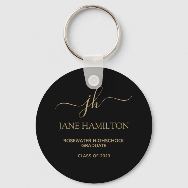 Modern Monogram Graduation Key Ring (Front)