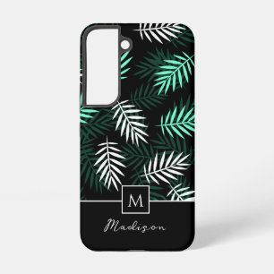 Modern Monogram Green Leaves Pattern Samsung Galaxy Case
