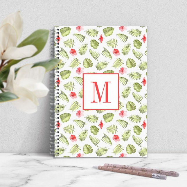Modern Monogram Green Palm Leaves Notebook (Modern Monogram Green Palm Leaves Notebook)