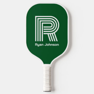 Modern Monogram Green Pickleball Paddle