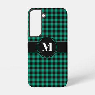 Modern Monogram Green Plaid Pattern Samsung Galaxy Case
