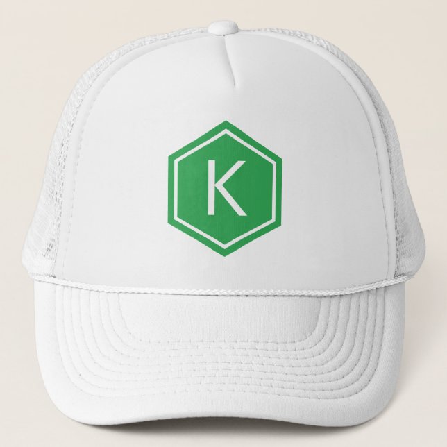 Modern Monogram Green Trucker Hat (Front)
