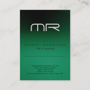 Modern Monogram Green White Clean Business Card