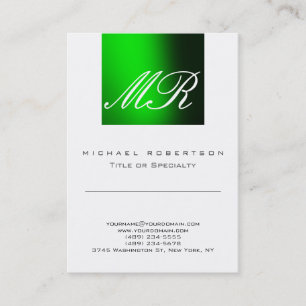 Modern Monogram Green White Cute Business Card