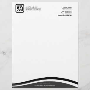 Modern Monogram Grey Black Letterhead