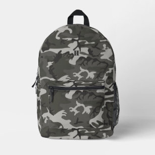 Modern Monogram Grey Camouflage Camo Pattern Printed Backpack