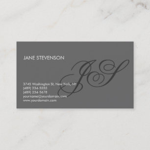 Modern Monogram Grey Professional Business Card