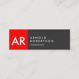 Modern Monogram Grey Red Stripe Business Card