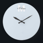 Modern Monogram Handwriting Calligraphy Name Large Clock<br><div class="desc">Simple modern monogram combined with handwriting calligraphy font.</div>