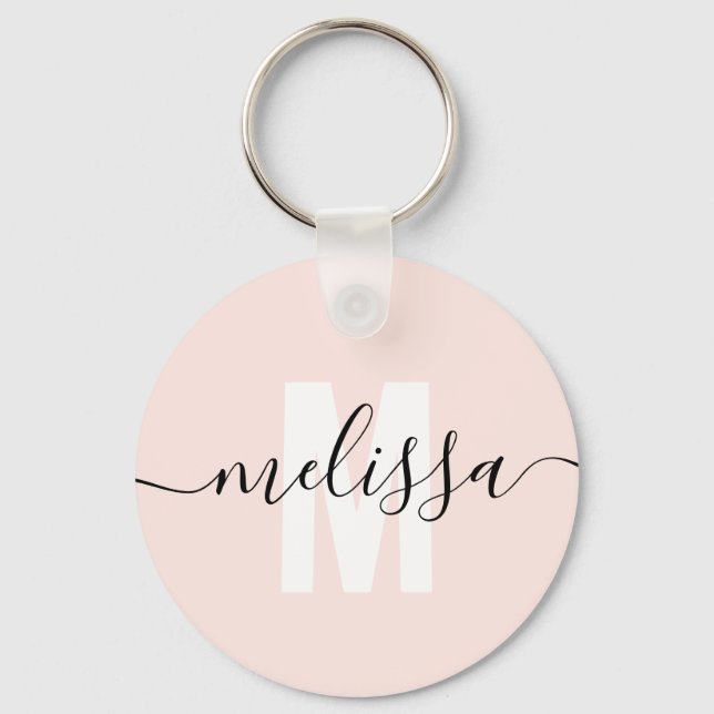 Modern Monogram Handwriting Script Name Simple Key Ring (Front)