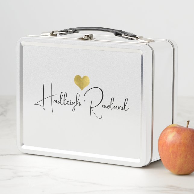 Modern Monogram Handwritten Script Name  Metal Lunch Box (In Situ)