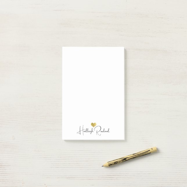 Modern Monogram Handwritten Script Name  Post-it Notes (On Desk)