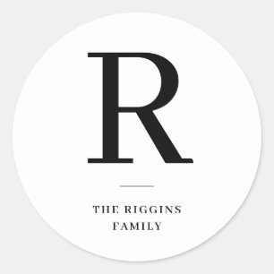 Modern Monogram holiday Classic Round Sticker