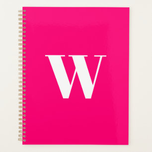 Modern monogram hot pink custom initial letter  planner