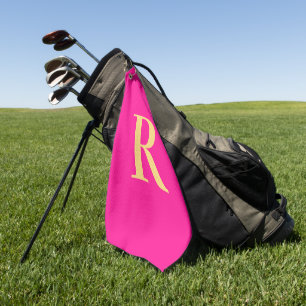 Modern Monogram Hot Pink Golf Towel