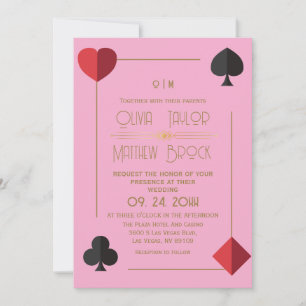 Modern Monogram Hot Pink Playing Card Wedding 