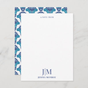 Modern Monogram Ikat Ethnic Pattern Floral Card