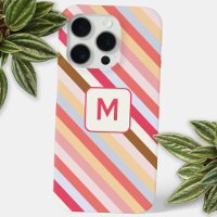 Modern Monogram Initial Diagonal Candy Stripe