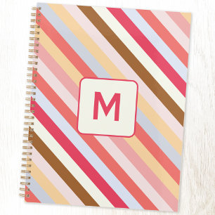 Modern Monogram Initial Diagonal Candy Stripe Planner