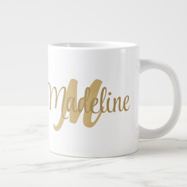 Modern Monogram Initial Letter And Name Jumbo Mug (Right)