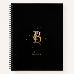 Modern Monogram Initial Letter B Floral Pattern Notebook