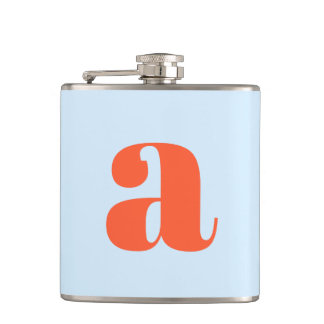 Modern Monogram Initial Letter Blue Orange Wedding Hip Flask