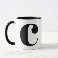 Modern Monogram Initial Letter C Black and White