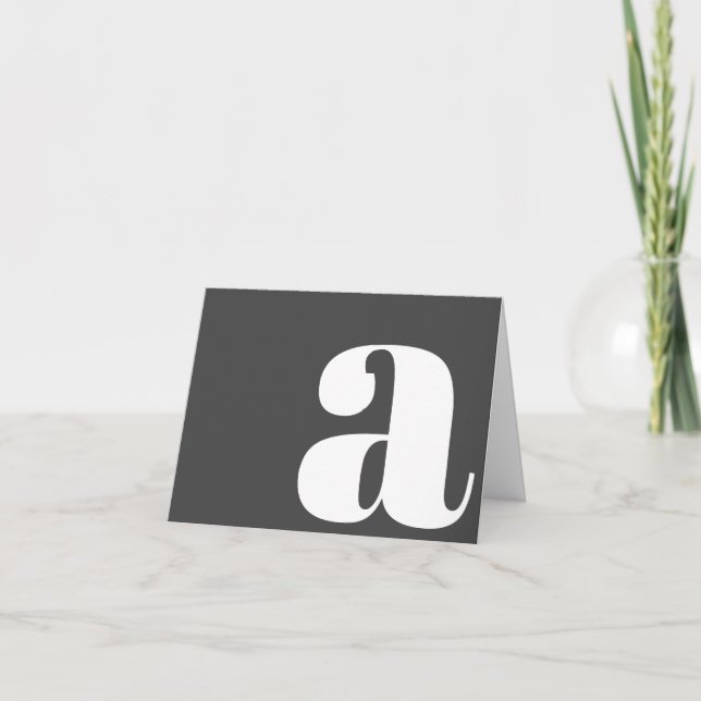 Modern Monogram Initial Letter Classic Black White Note Card (Front)