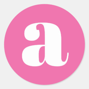 Modern Monogram Initial Letter Colourful Hot Pink Classic Round Sticker