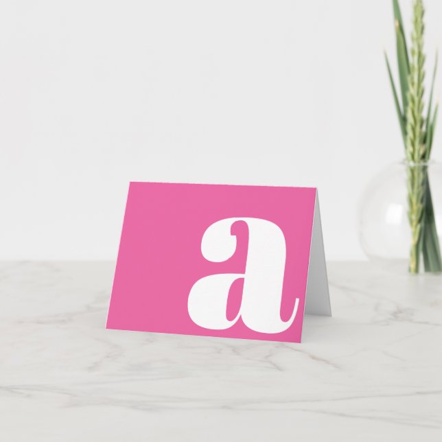 Modern Monogram Initial Letter Colourful Hot Pink Note Card (Front)