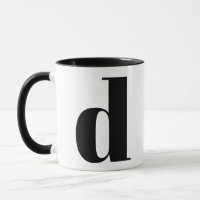 Modern Monogram Initial Letter D Black and White