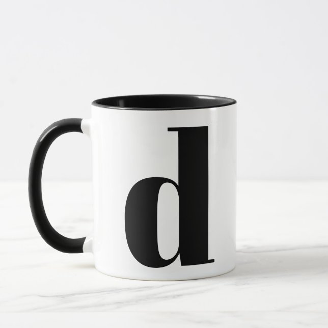 Modern Monogram Initial Letter D Black and White Mug (Left)