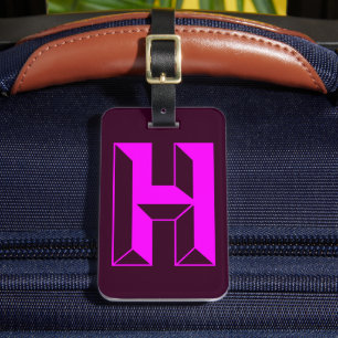 Modern Monogram Initial Letter H Luggage Tag