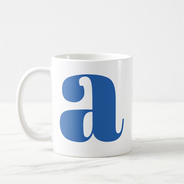 Modern Monogram Initial Letter in Periwinkle Coffee Mug (Left)