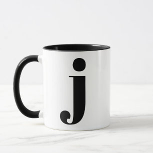 Modern Monogram Initial Letter J Black and White Mug