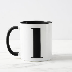 Modern Monogram Initial Letter l Black and White Mug